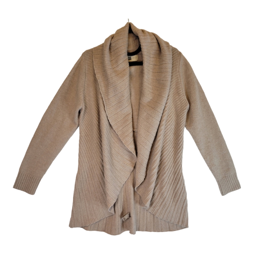 Look by M New York Tan Long Sleeve Wrap Open Front Cardigan